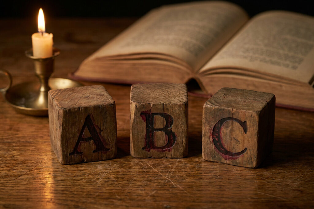 Wooden ABC blocks — the ABC of faith